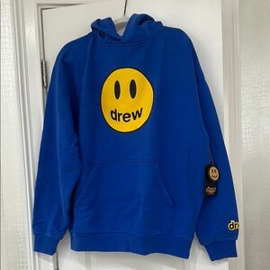 Drew House Blue Hoodie with Yellow Logo